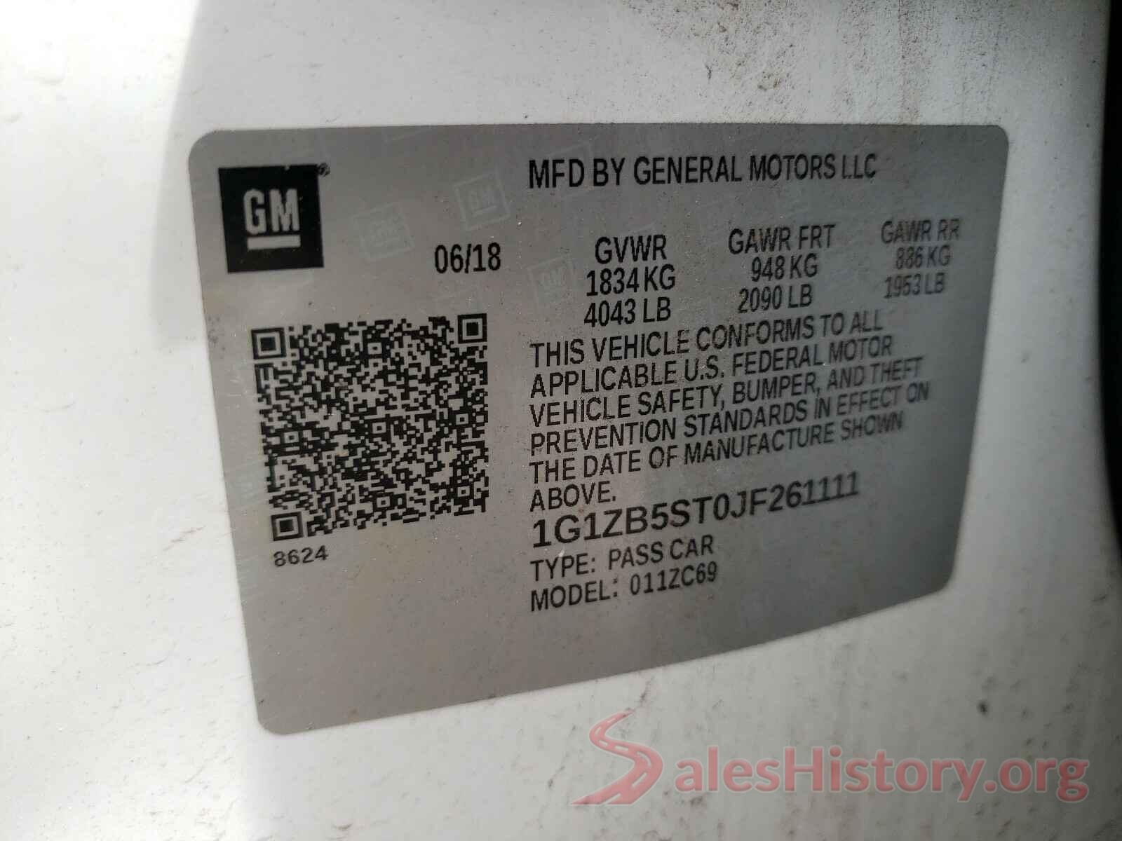 1G1ZB5ST0JF261111 2018 CHEVROLET MALIBU