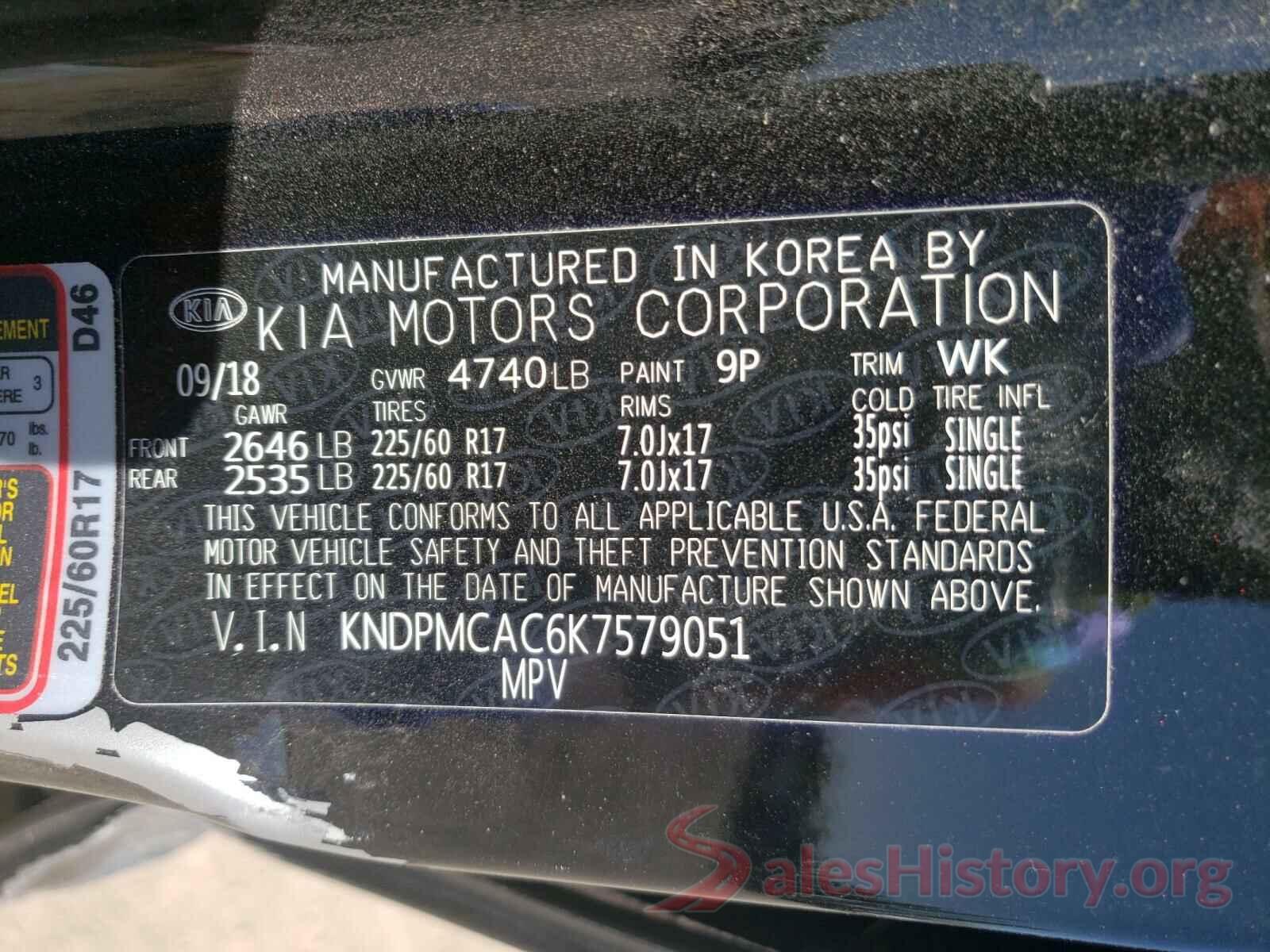 KNDPMCAC6K7579051 2019 KIA SPORTAGE