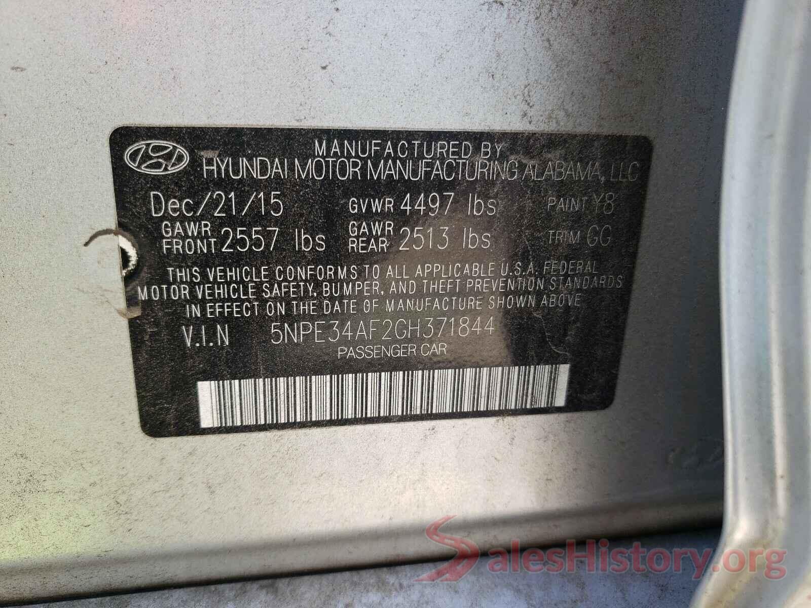 5NPE34AF2GH371844 2016 HYUNDAI SONATA