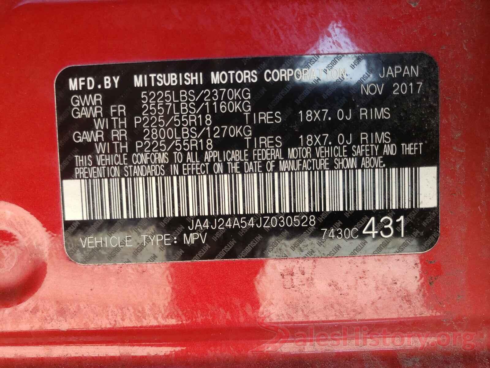 JA4J24A54JZ030528 2018 MITSUBISHI OUTLANDER