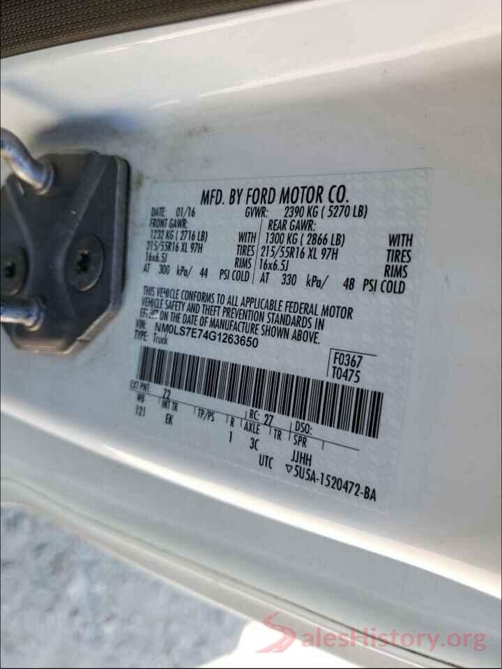 NM0LS7E74G1263650 2016 FORD TRANSIT CO