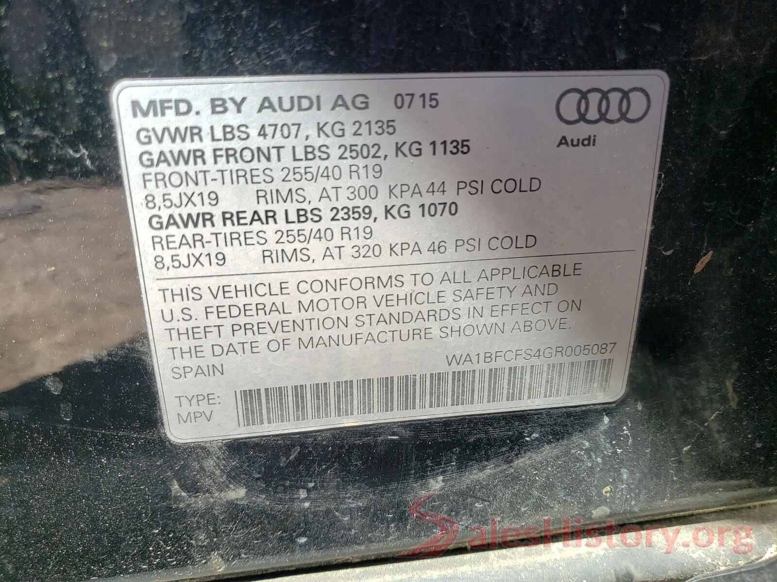 WA1BFCFS4GR005087 2016 AUDI Q3