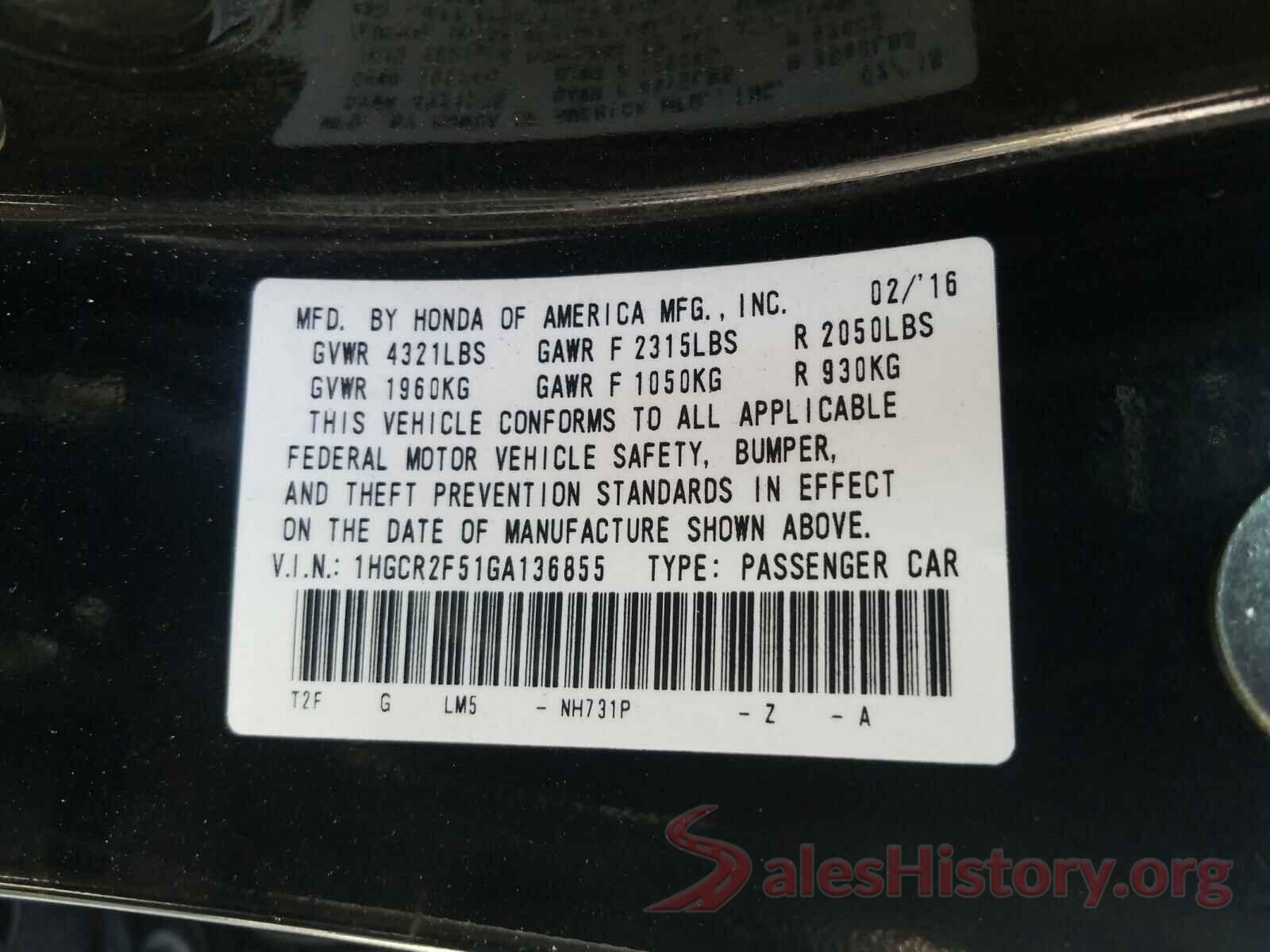 1HGCR2F51GA136855 2016 HONDA ACCORD