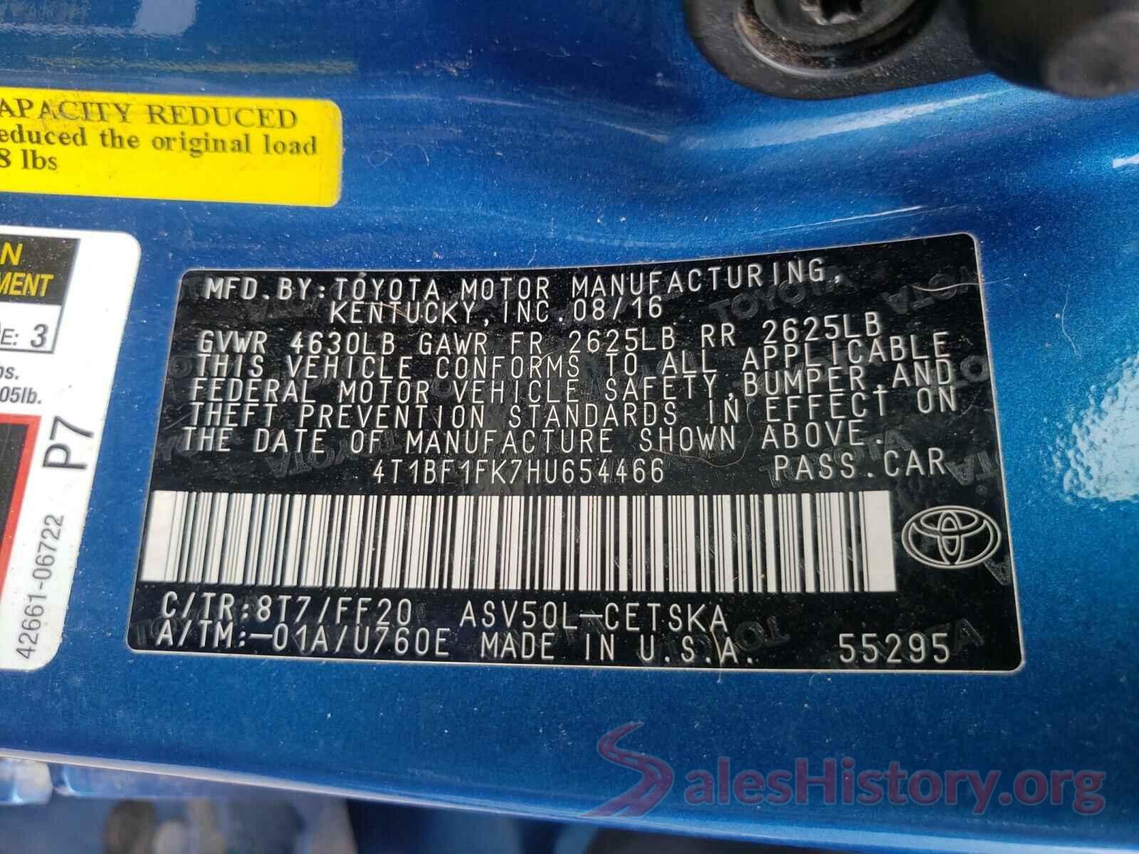 4T1BF1FK7HU654466 2017 TOYOTA CAMRY