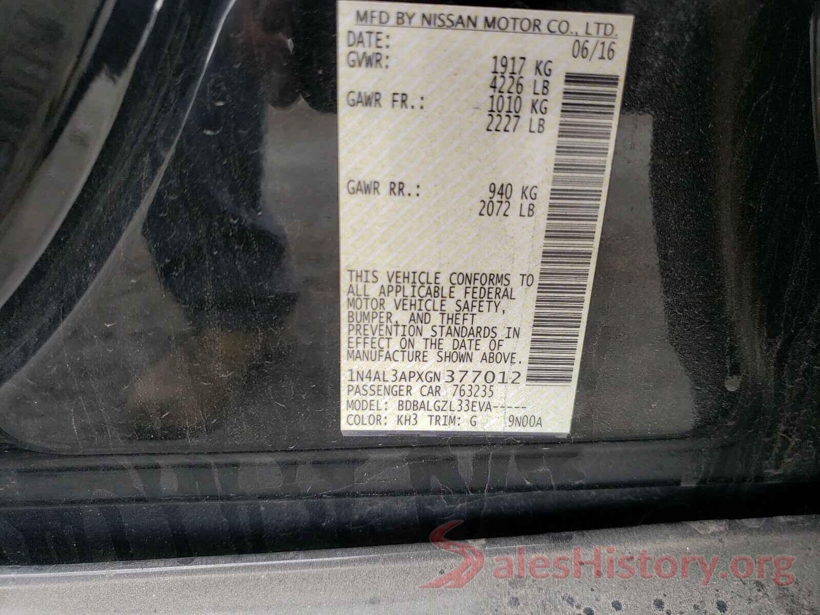 1N4AL3APXGN377012 2016 NISSAN ALTIMA