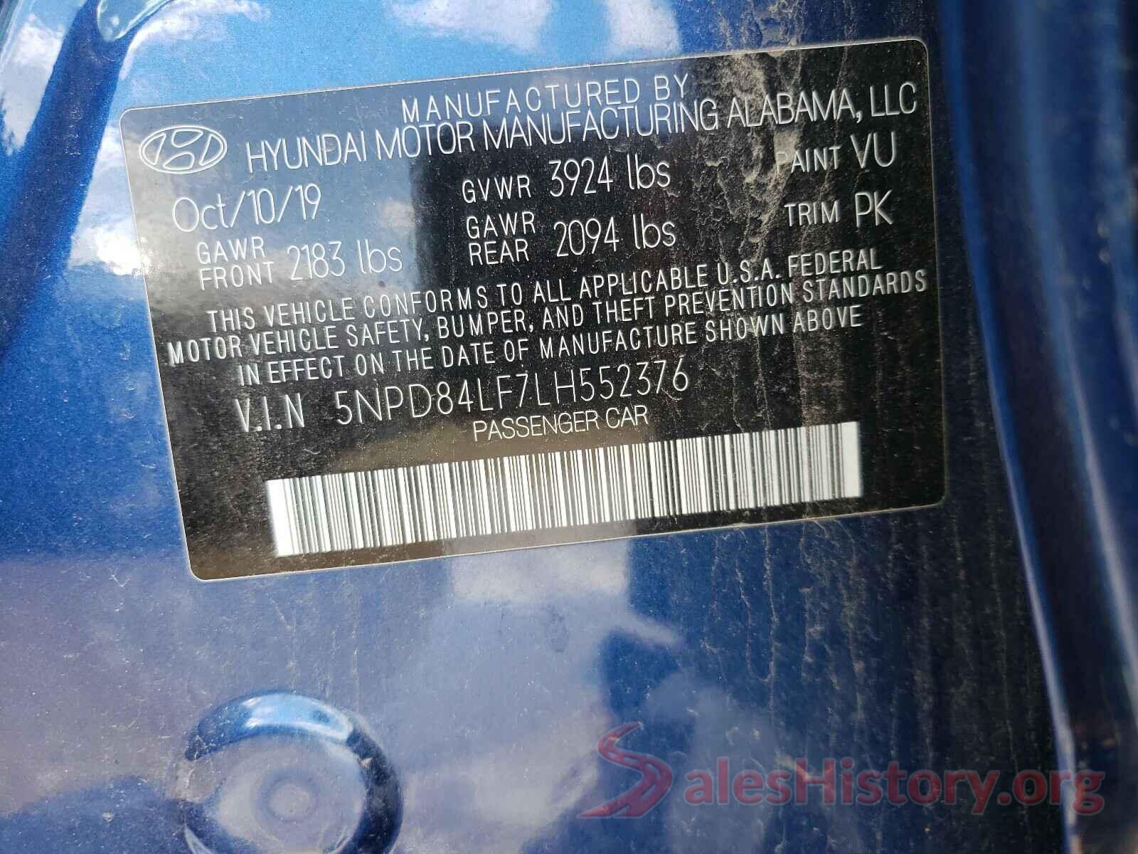 5NPD84LF7LH552376 2020 HYUNDAI ELANTRA