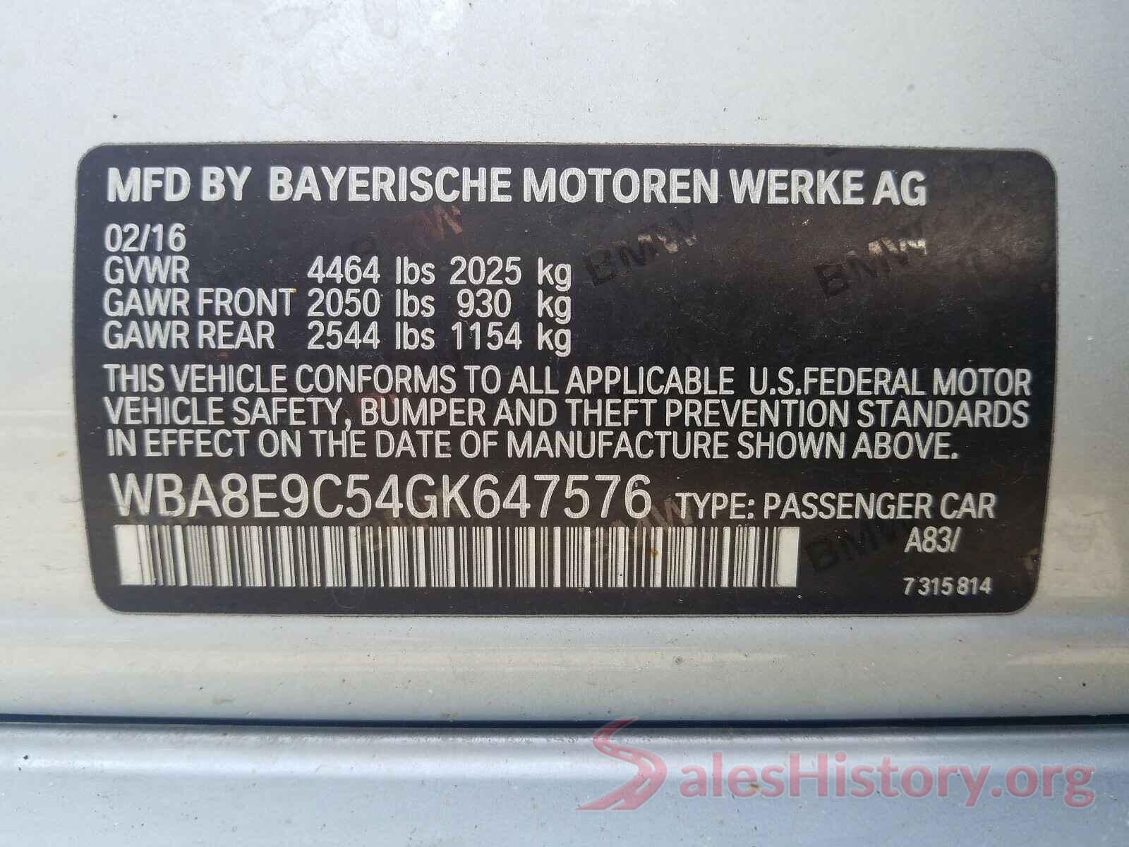 WBA8E9C54GK647576 2016 BMW 3 SERIES