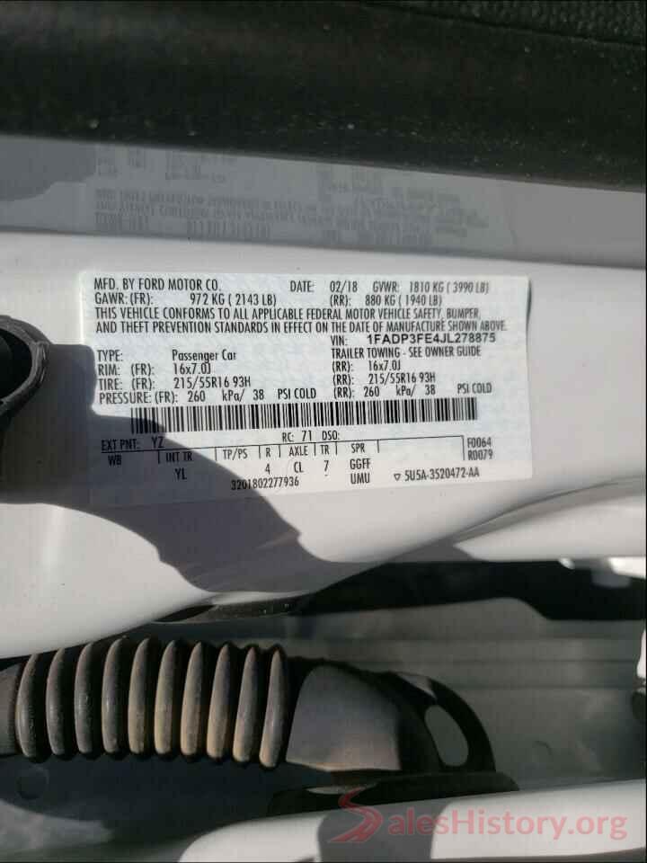 1FADP3FE4JL278875 2018 FORD FOCUS