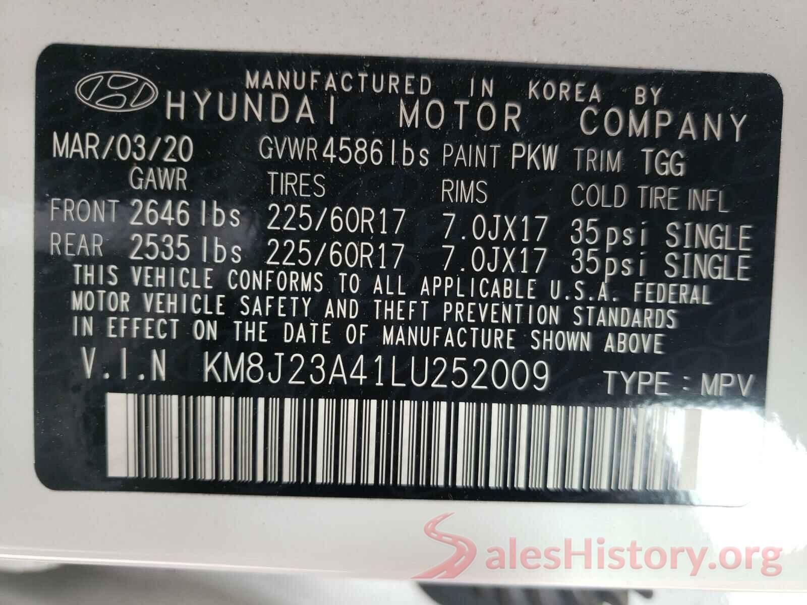 KM8J23A41LU252009 2020 HYUNDAI TUCSON