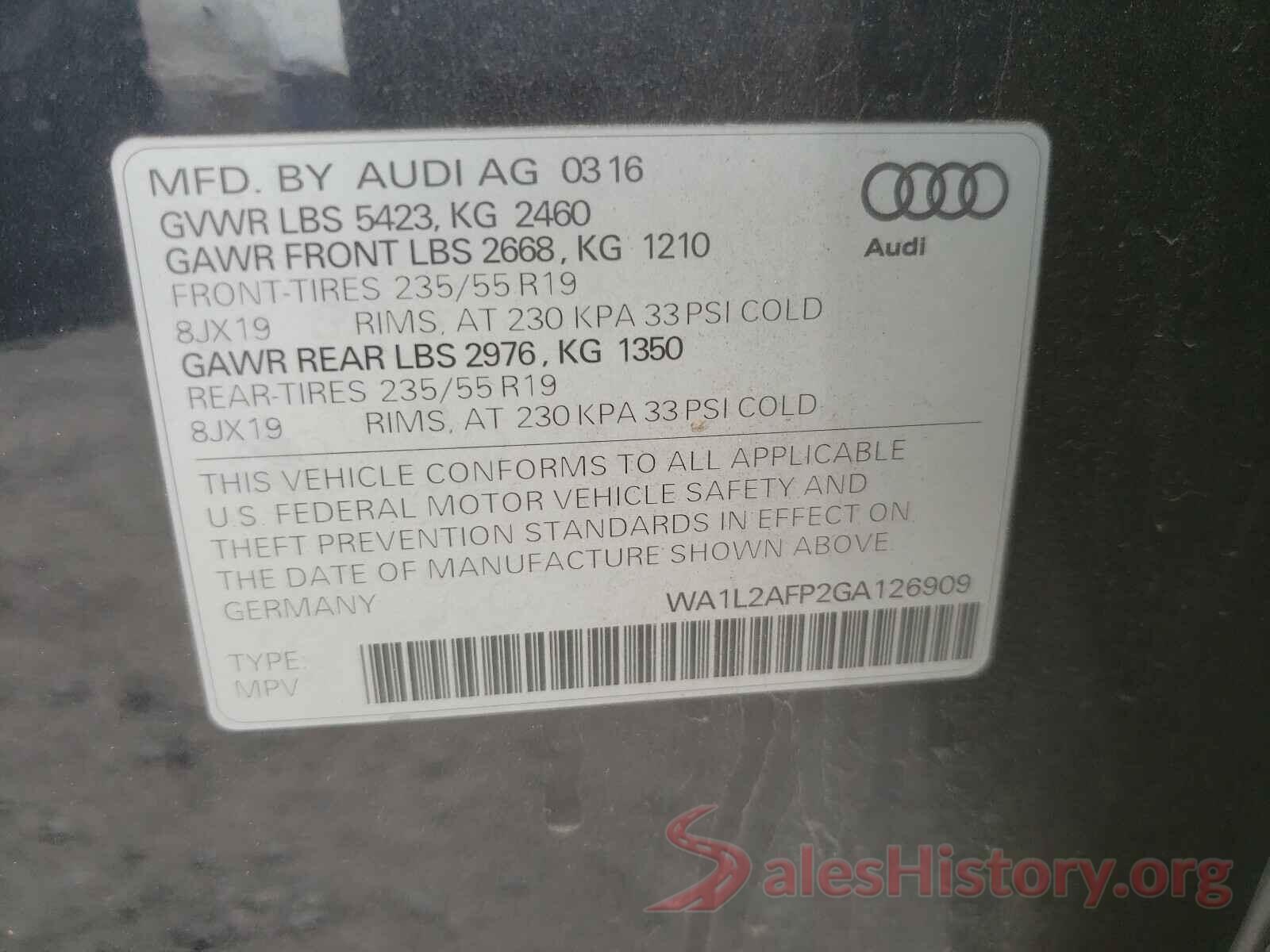 WA1L2AFP2GA126909 2016 AUDI Q5