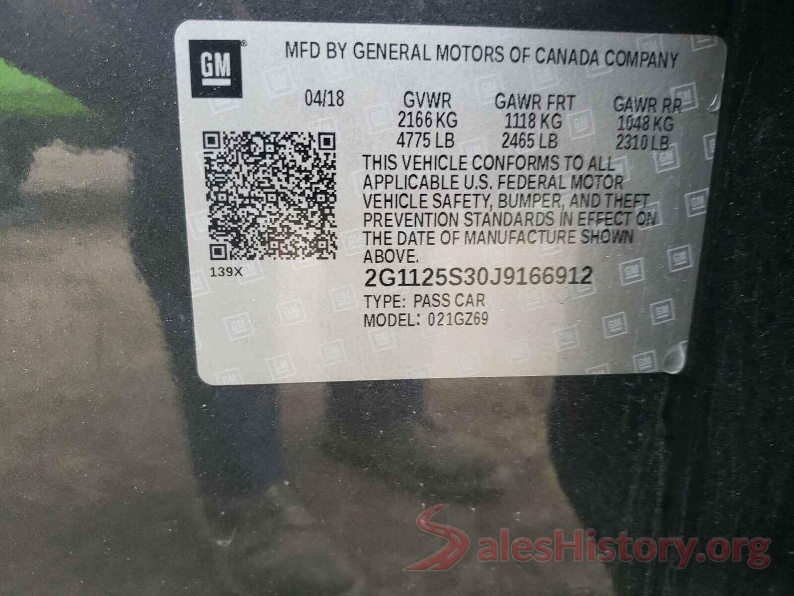 2G1125S30J9166912 2018 CHEVROLET IMPALA