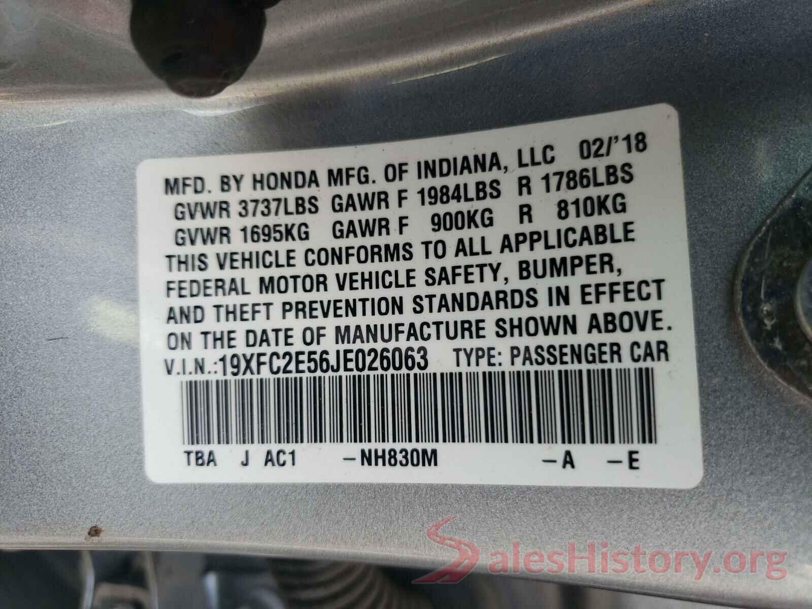 19XFC2E56JE026063 2018 HONDA CIVIC