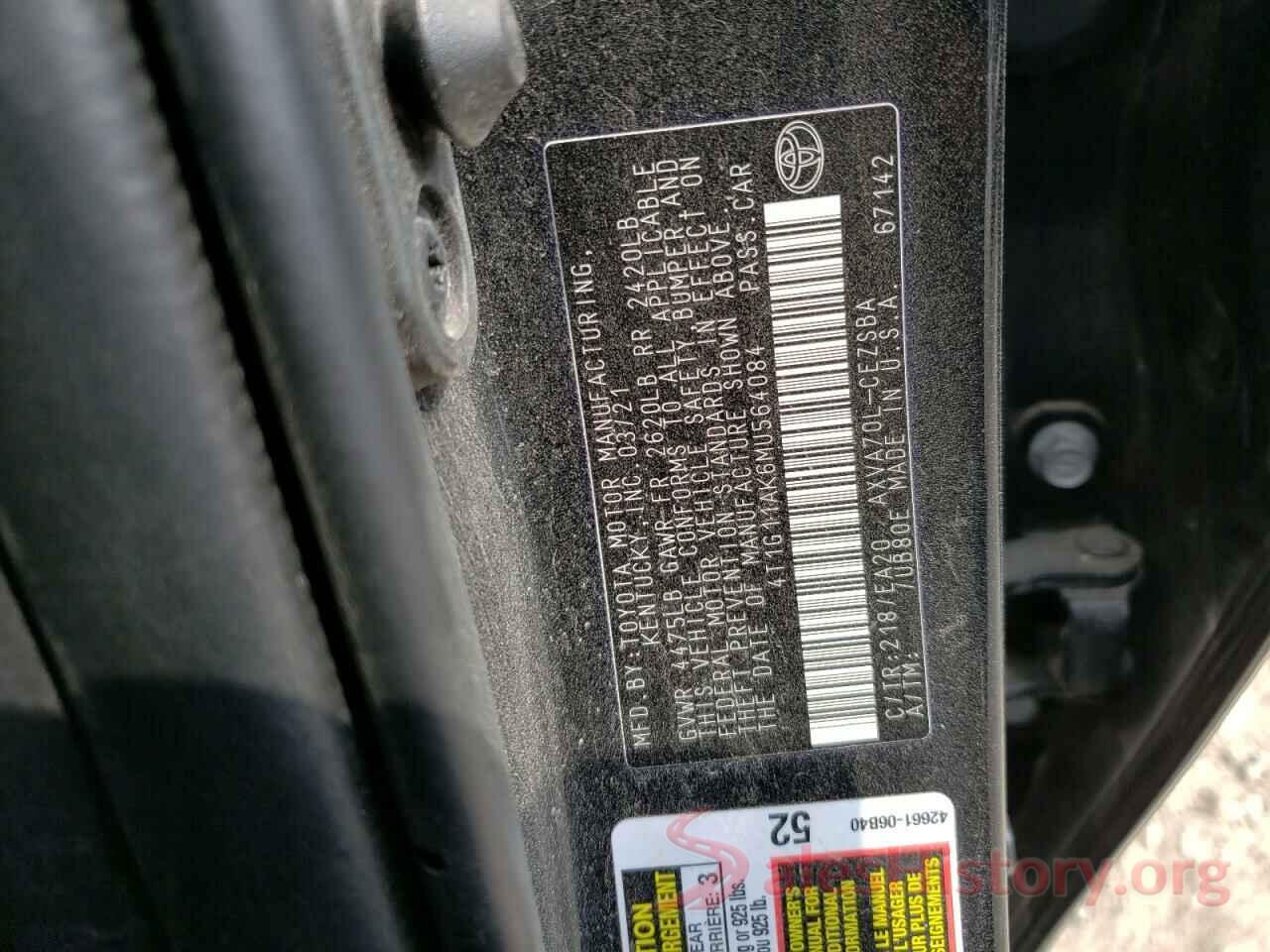 4T1G11AK6MU564084 2021 TOYOTA CAMRY