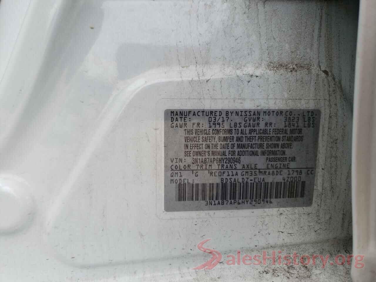 3N1AB7AP6HY290946 2017 NISSAN SENTRA