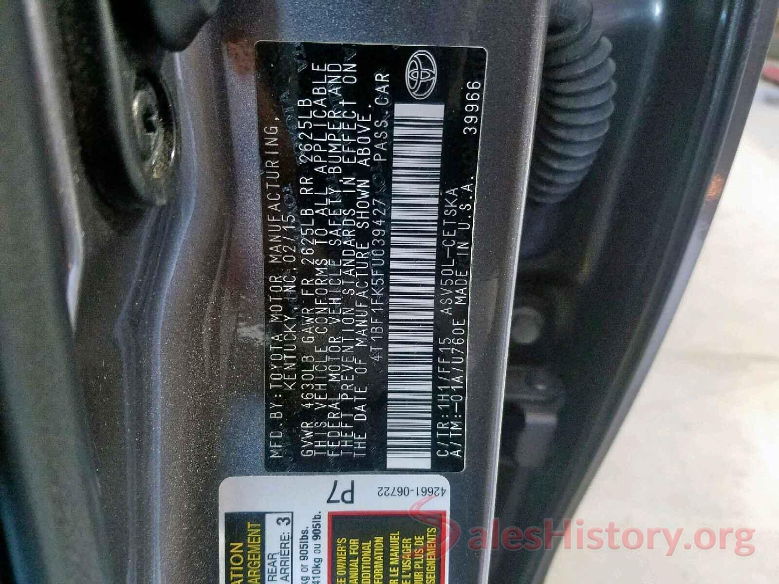 4T1BF1FK5FU039427 2015 TOYOTA CAMRY