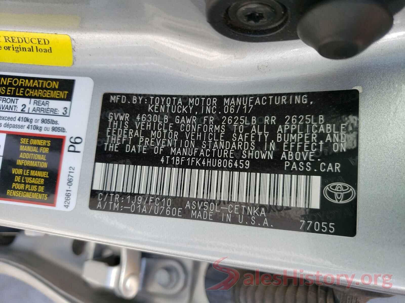 4T1BF1FK4HU806459 2017 TOYOTA CAMRY