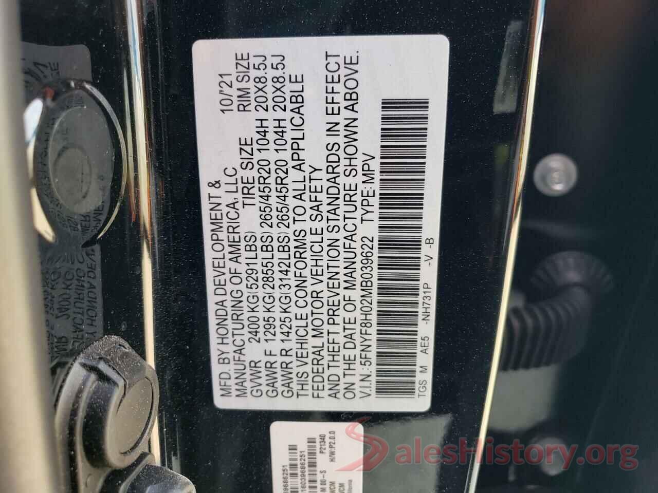 5FNYF8H02MB039622 2021 HONDA PASSPORT