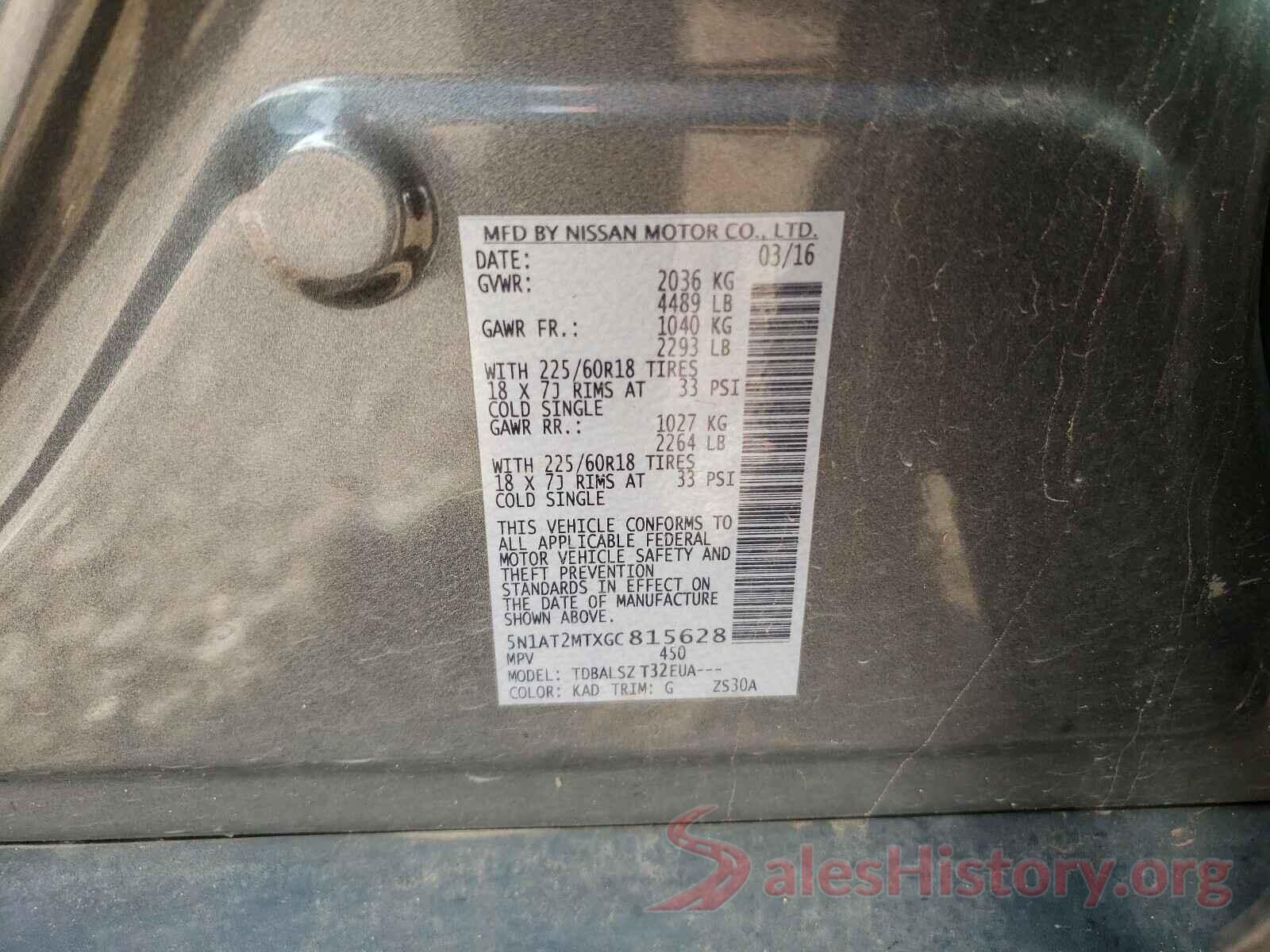 5N1AT2MTXGC815628 2016 NISSAN ROGUE