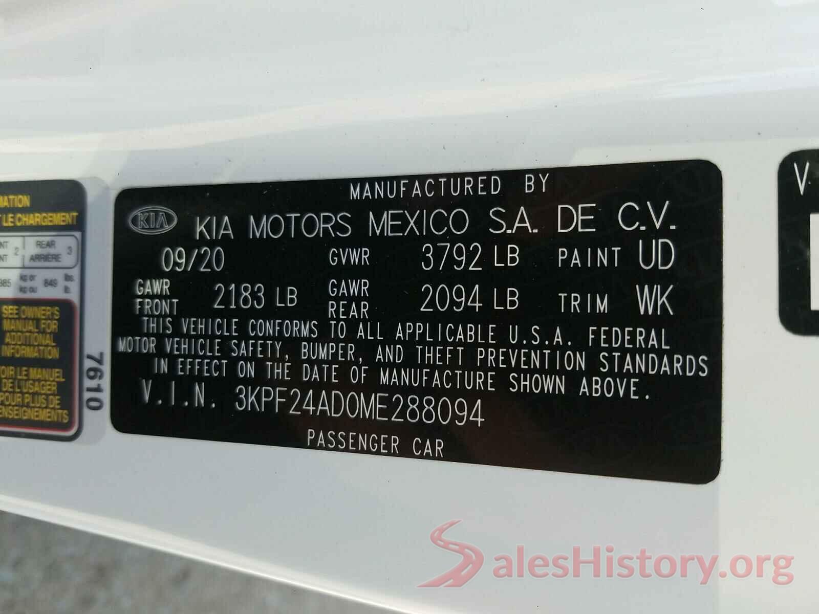 3KPF24AD0ME288094 2021 KIA FORTE