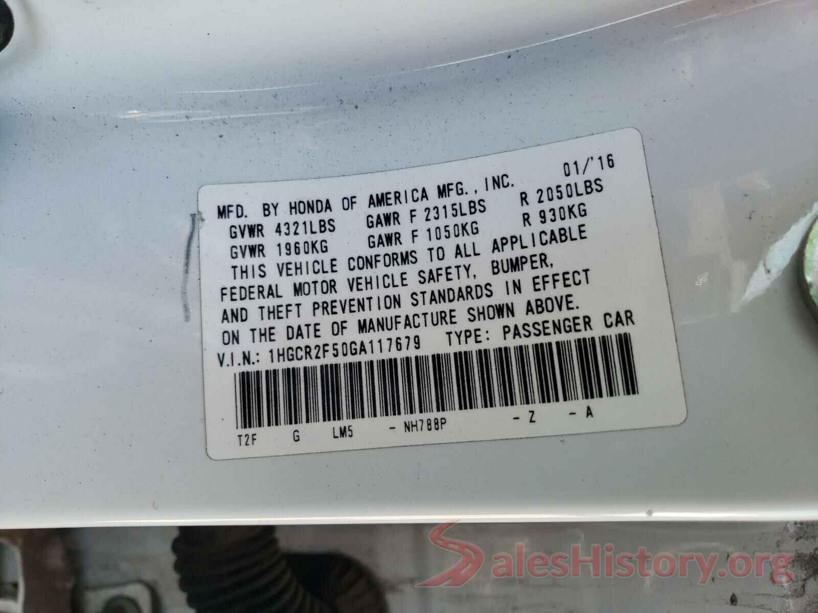 1HGCR2F50GA117679 2016 HONDA ACCORD