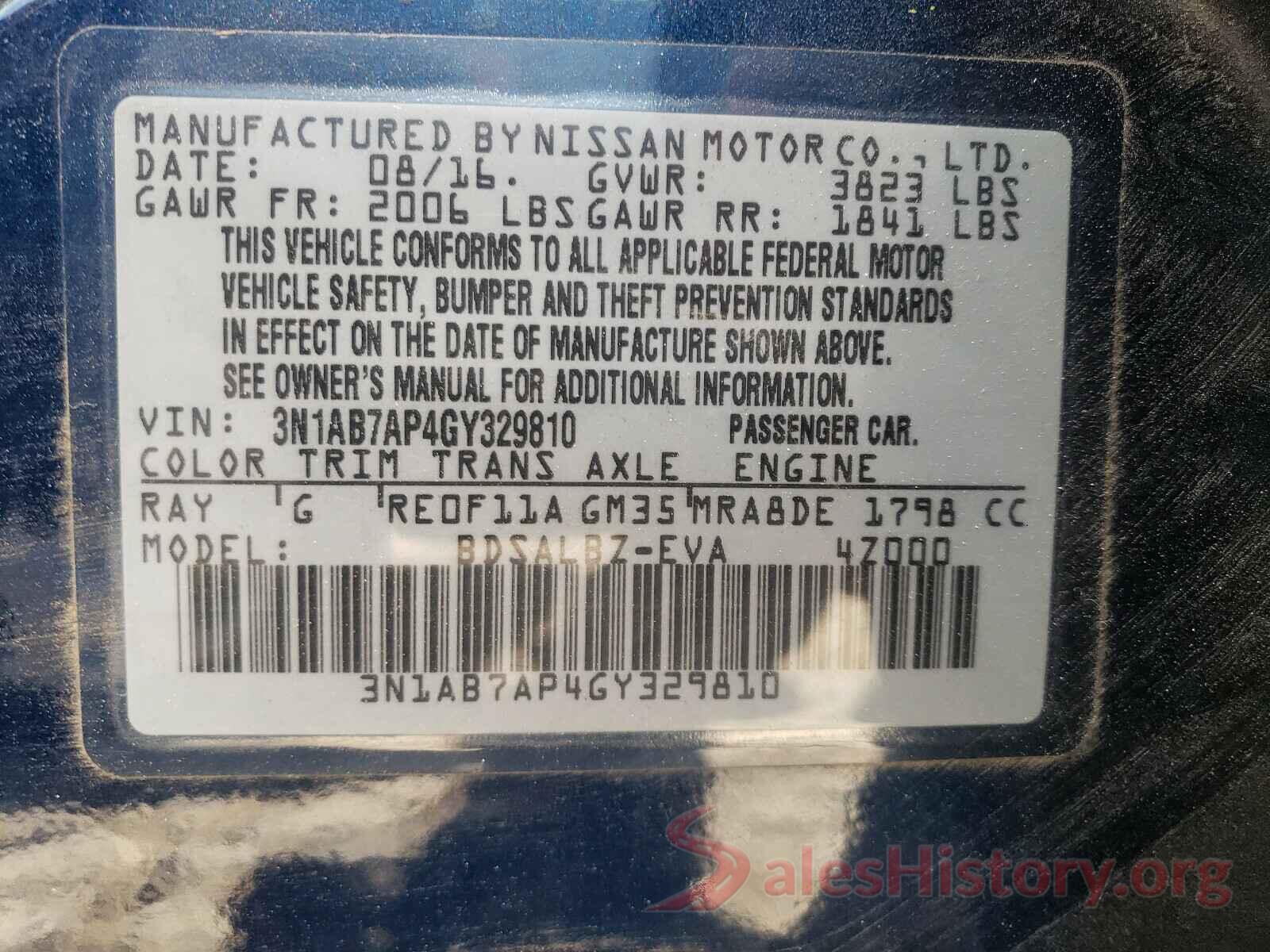 3N1AB7AP4GY329810 2016 NISSAN SENTRA