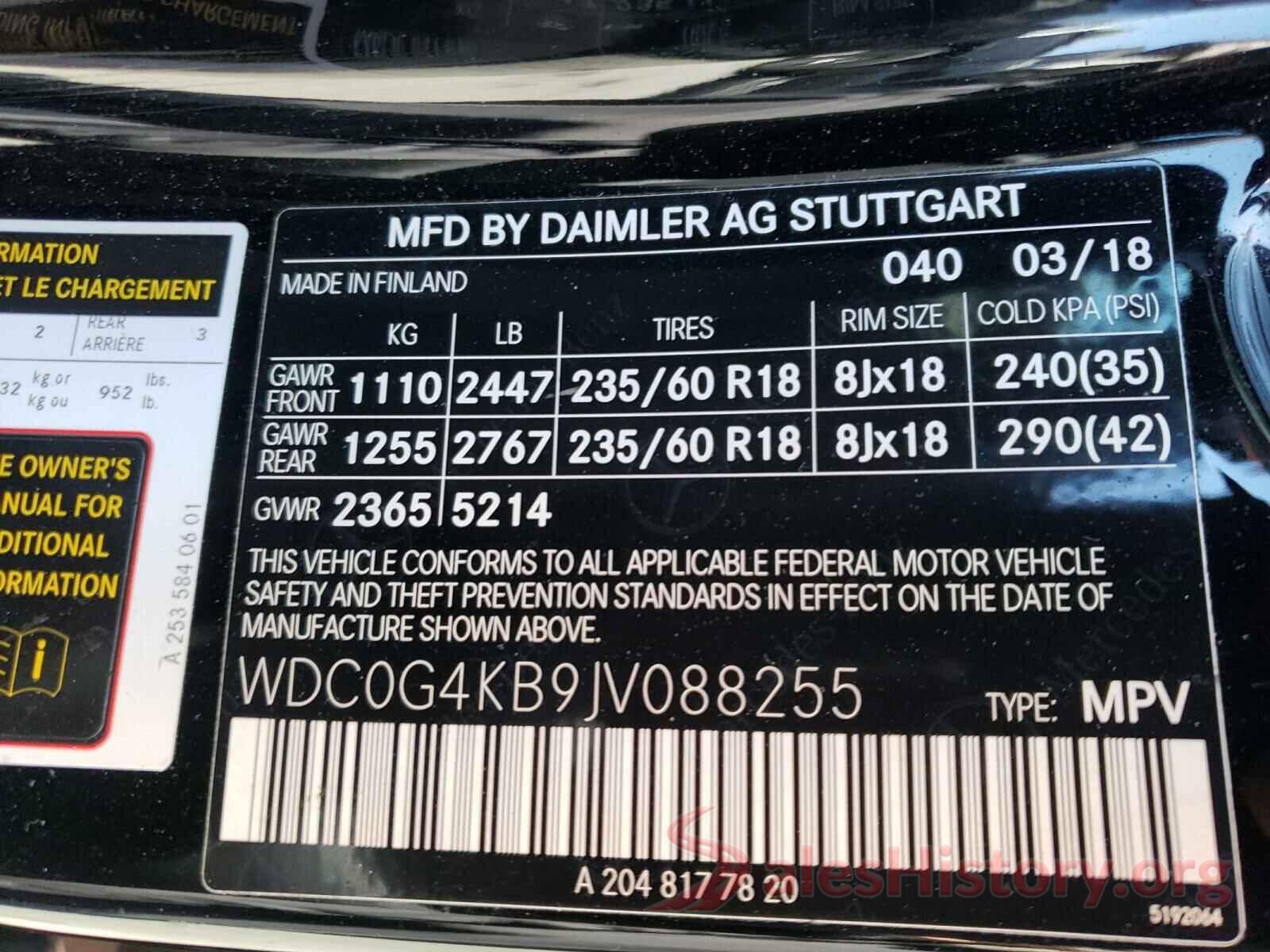 WDC0G4KB9JV088255 2018 MERCEDES-BENZ GLC-CLASS