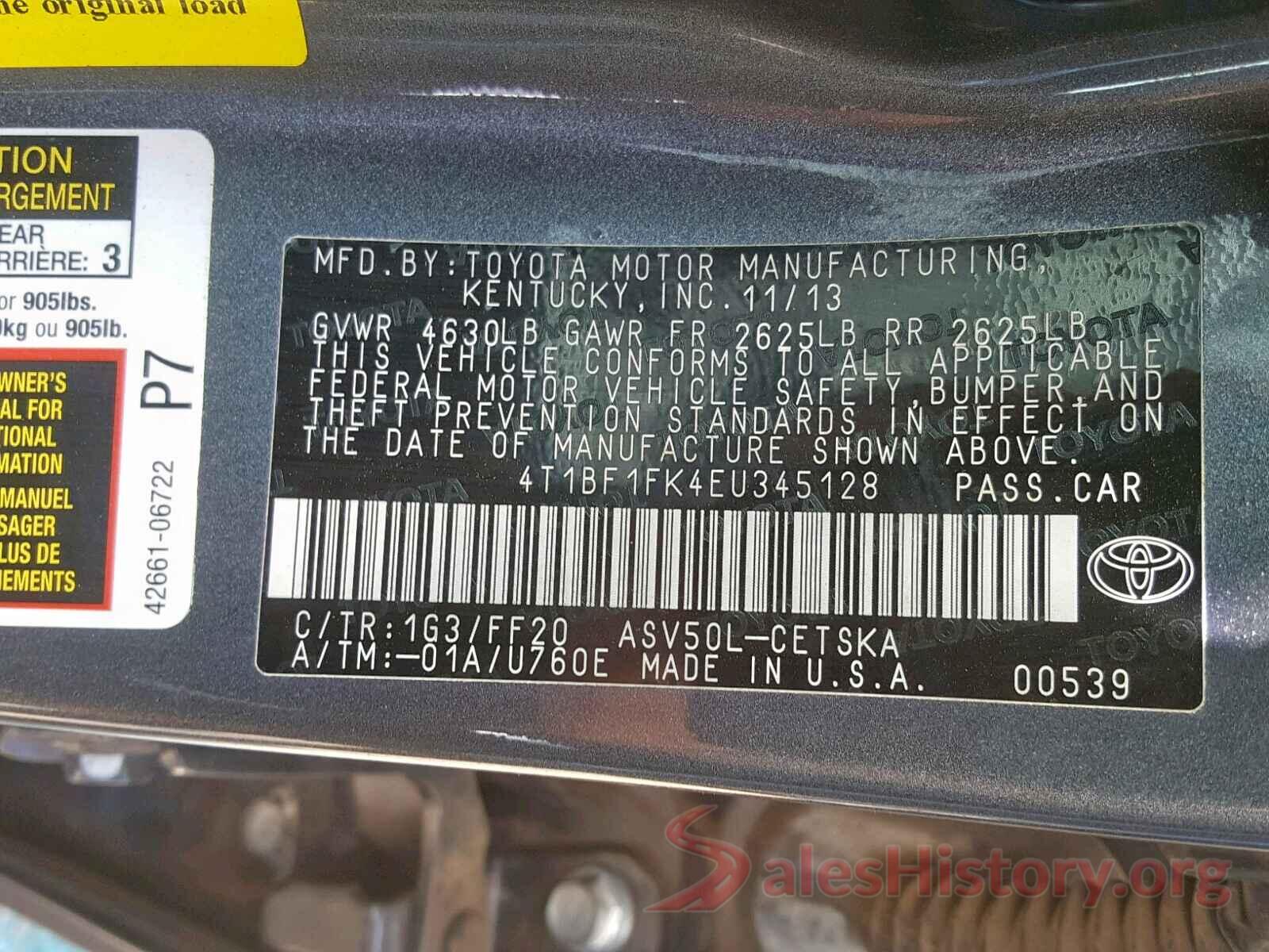 4T1BF1FK4EU345128 2014 TOYOTA CAMRY