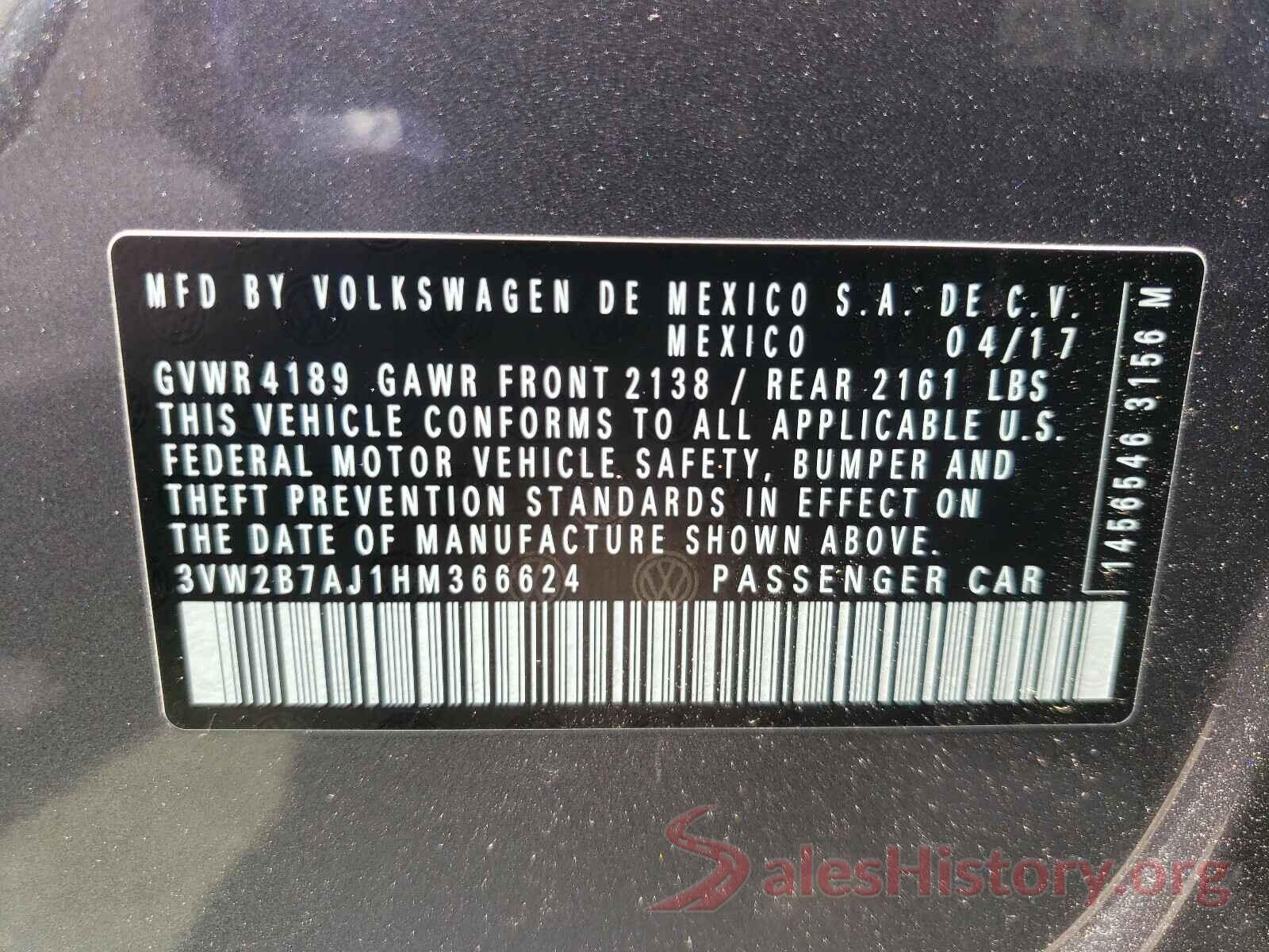 3VW2B7AJ1HM366624 2017 VOLKSWAGEN JETTA