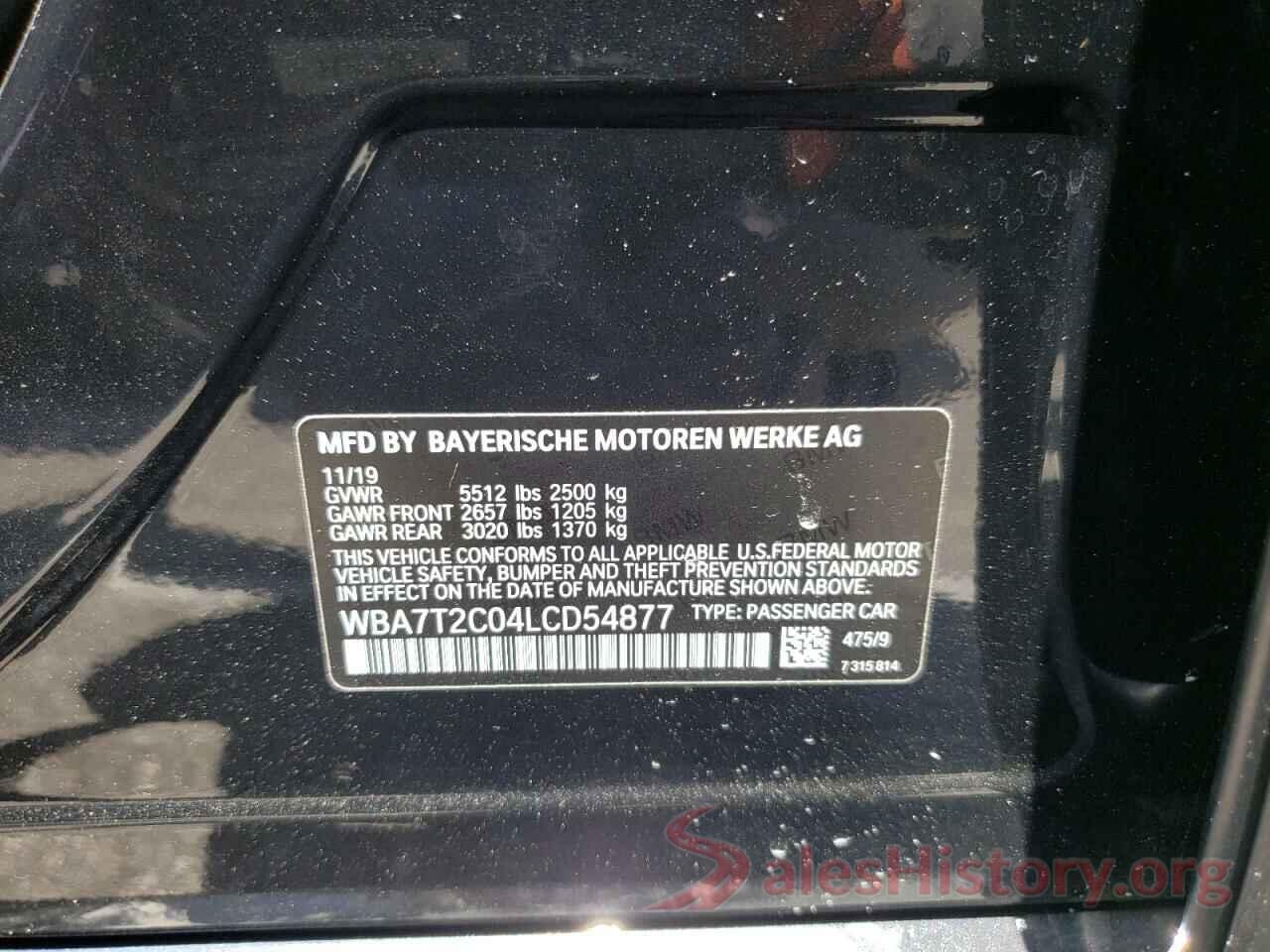 WBA7T2C04LCD54877 2020 BMW 7 SERIES