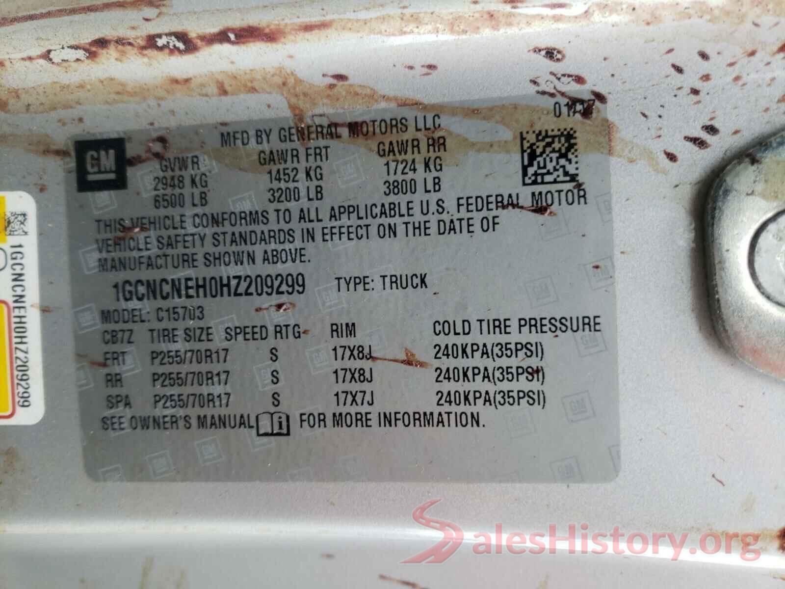 1GCNCNEH0HZ209299 2017 CHEVROLET SILVERADO