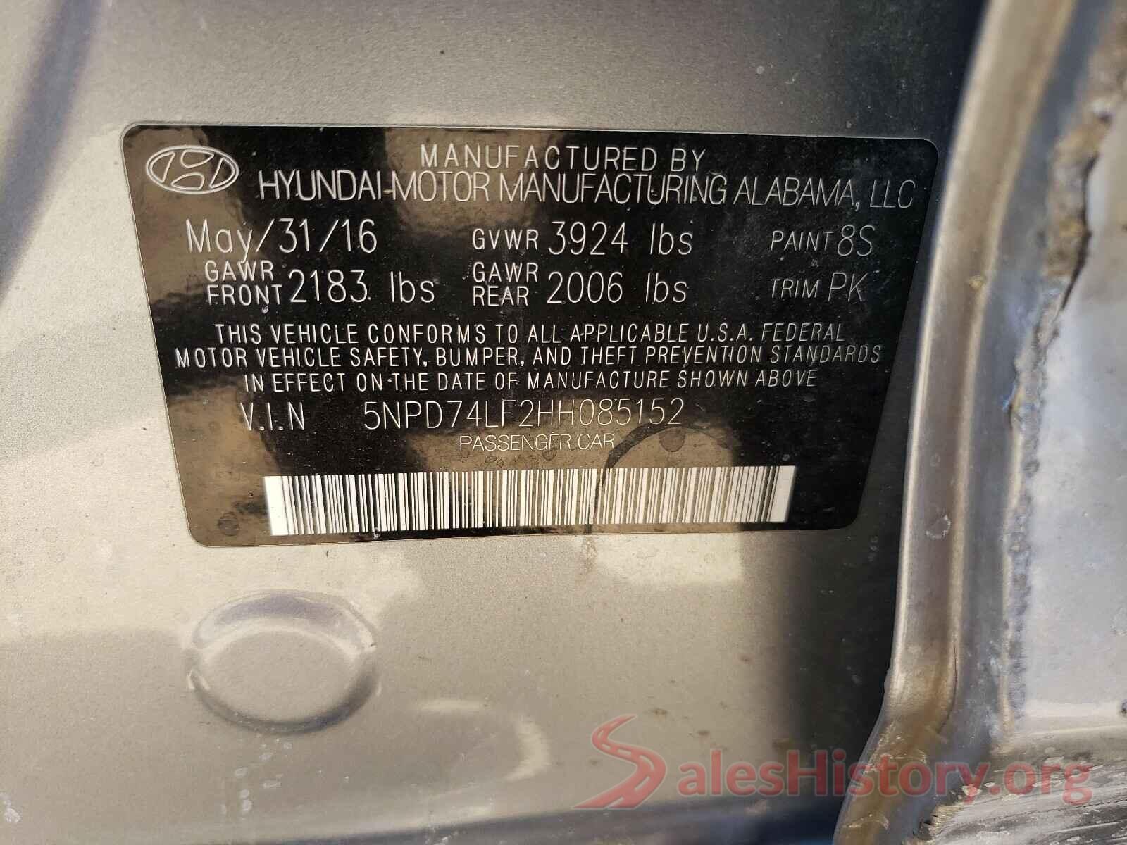 5NPD74LF2HH085152 2017 HYUNDAI ELANTRA