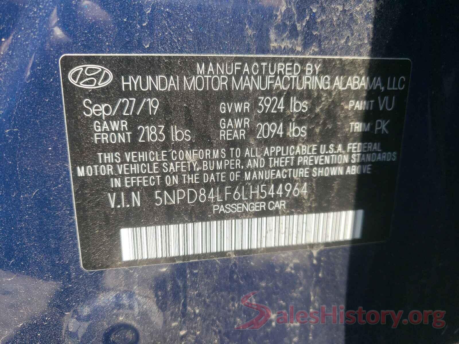 5NPD84LF6LH544964 2020 HYUNDAI ELANTRA