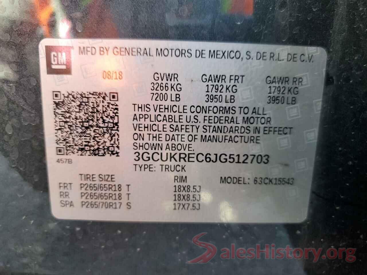 3GCUKREC6JG512703 2018 CHEVROLET SILVERADO