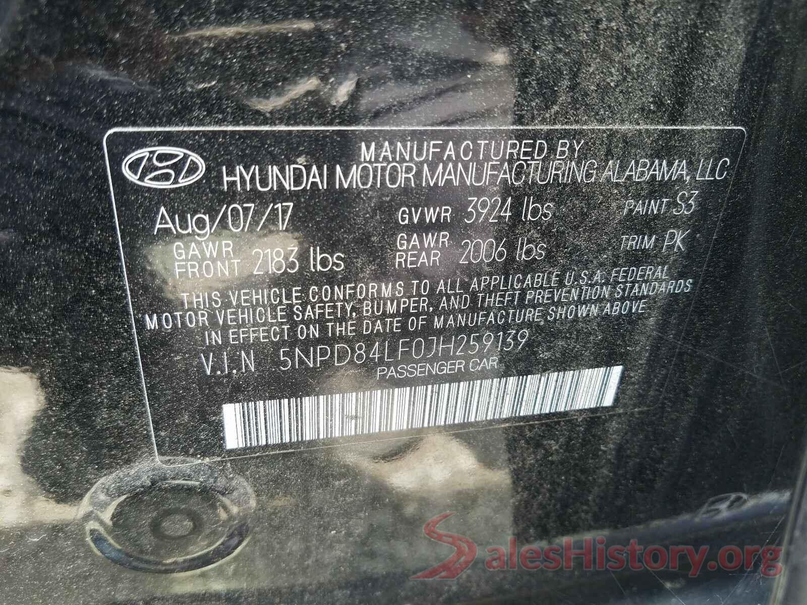 5NPD84LF0JH259139 2018 HYUNDAI ELANTRA