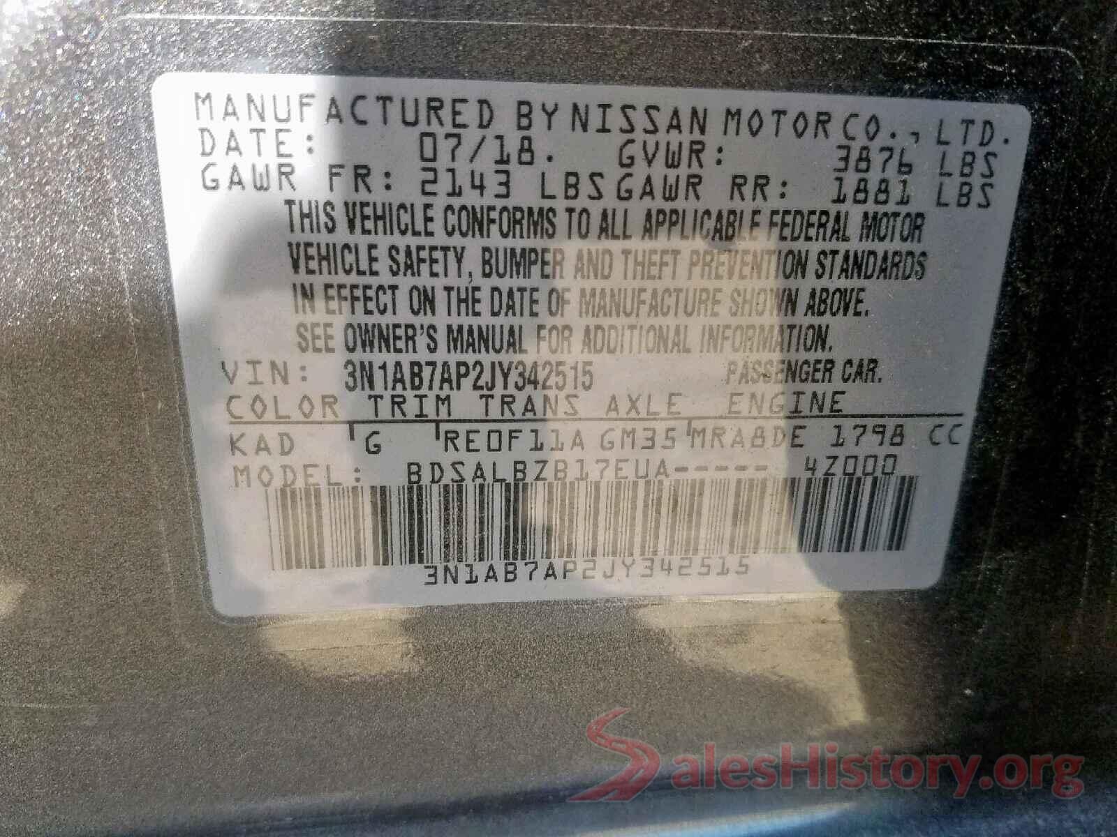 3N1AB7AP2JY342515 2018 NISSAN SENTRA