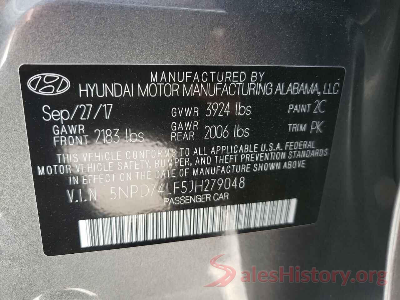 5NPD74LF5JH279048 2018 HYUNDAI ELANTRA