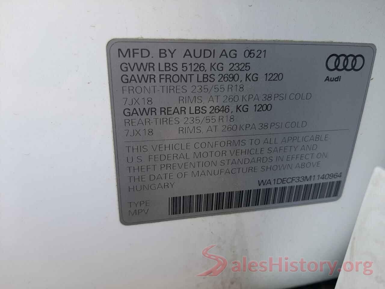 WA1DECF33M1140964 2021 AUDI Q3