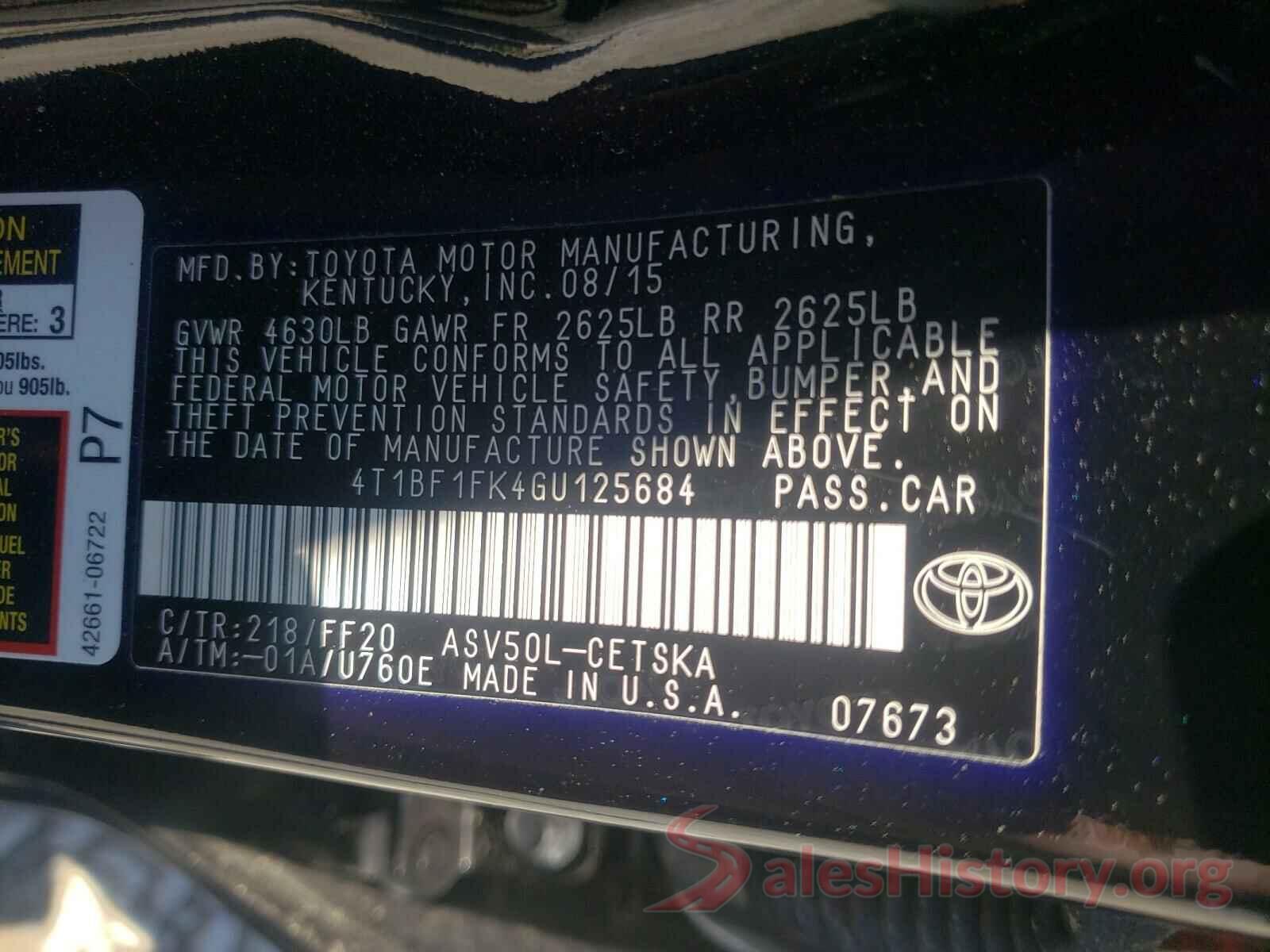 4T1BF1FK4GU125684 2016 TOYOTA CAMRY