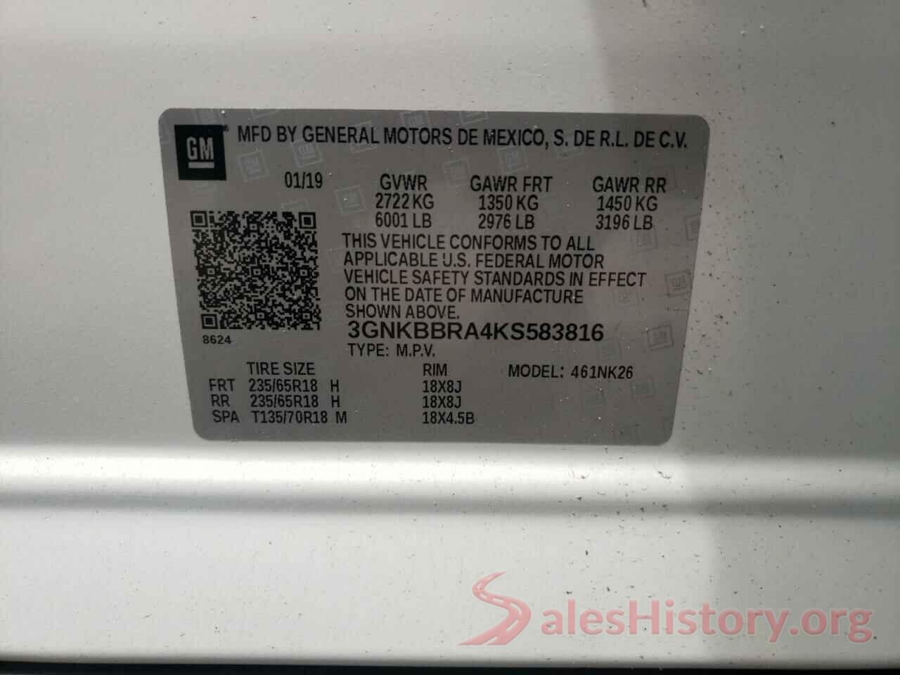 3GNKBBRA4KS583816 2019 CHEVROLET BLAZER