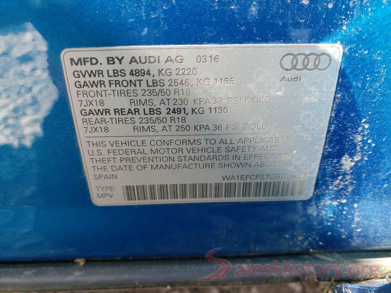 WA1EFCFS7GR019658 2016 AUDI Q3