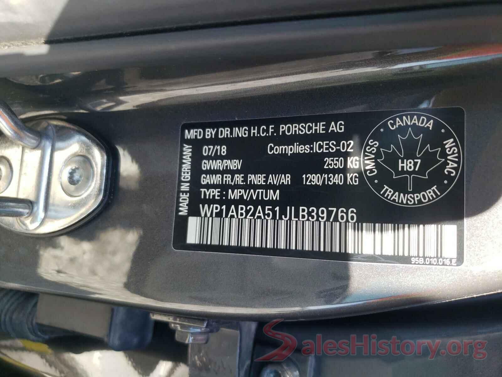 WP1AB2A51JLB39766 2018 PORSCHE MACAN