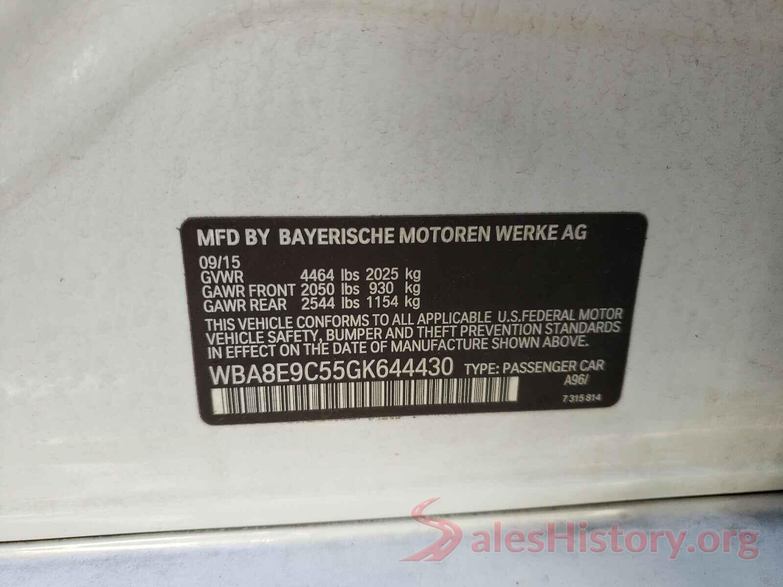 WBA8E9C55GK644430 2016 BMW 3 SERIES