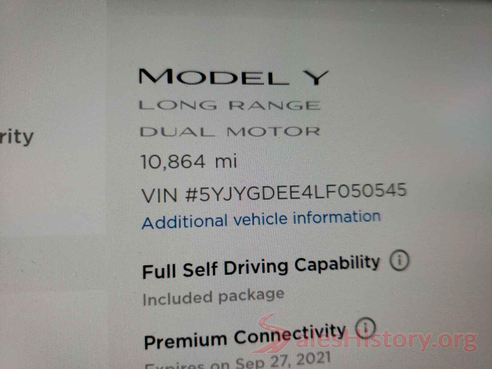 5YJYGDEE4LF050545 2020 TESLA MODEL Y