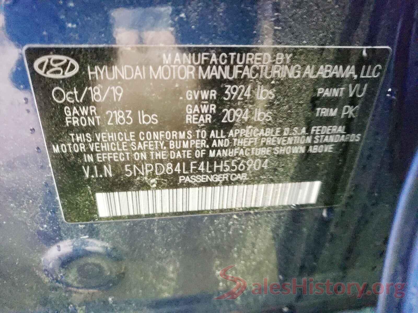 5NPD84LF4LH556904 2020 HYUNDAI ELANTRA