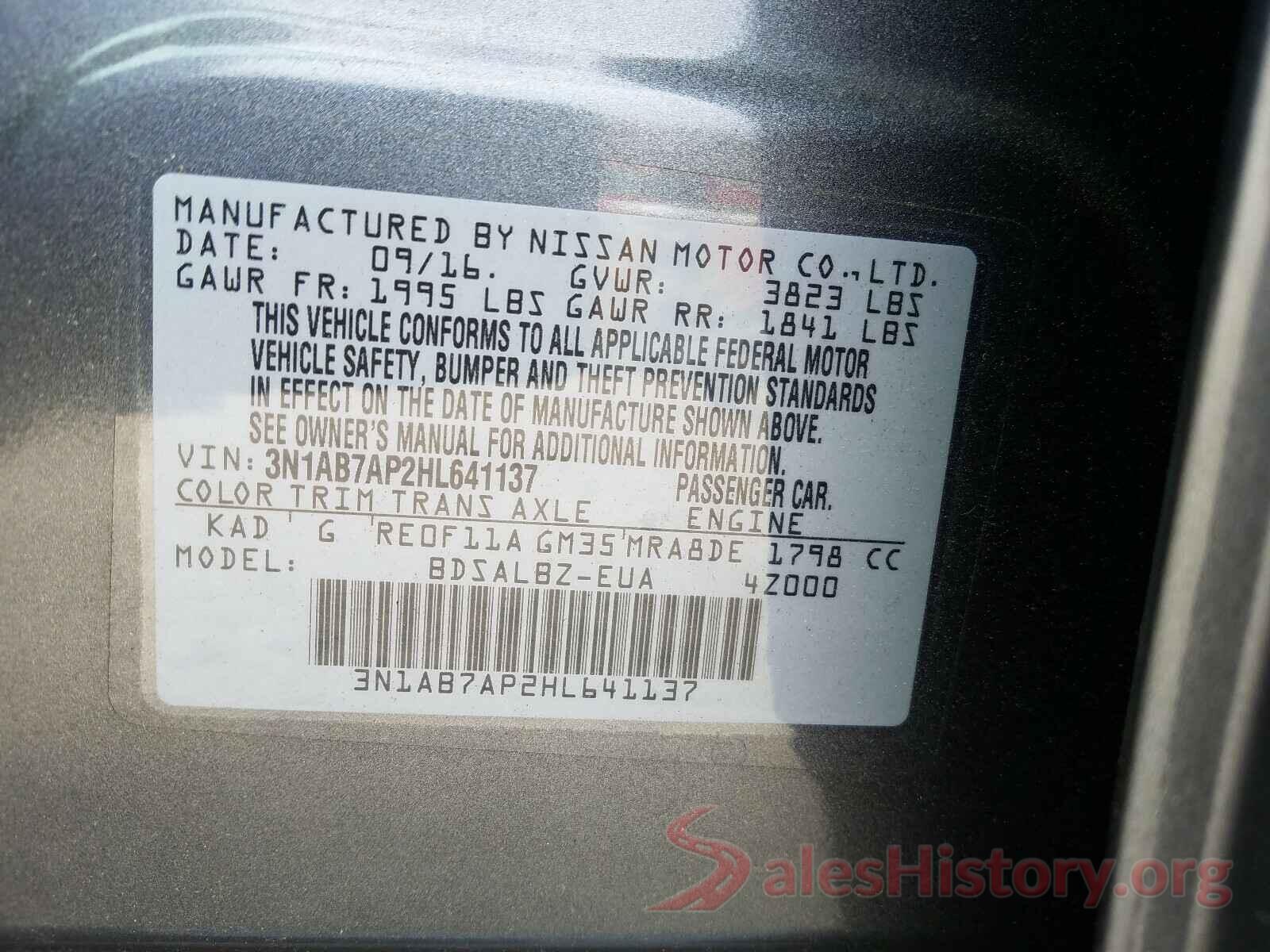 3N1AB7AP2HL641137 2017 NISSAN SENTRA