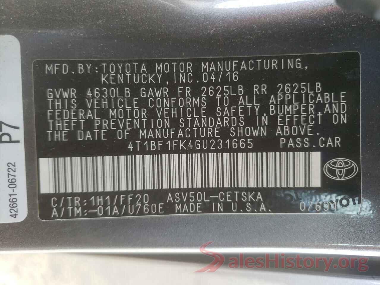 4T1BF1FK4GU231665 2016 TOYOTA CAMRY