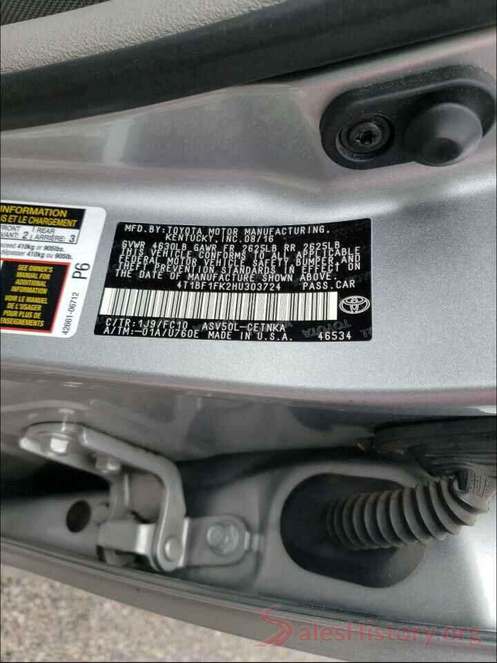 4T1BF1FK2HU303724 2017 TOYOTA CAMRY