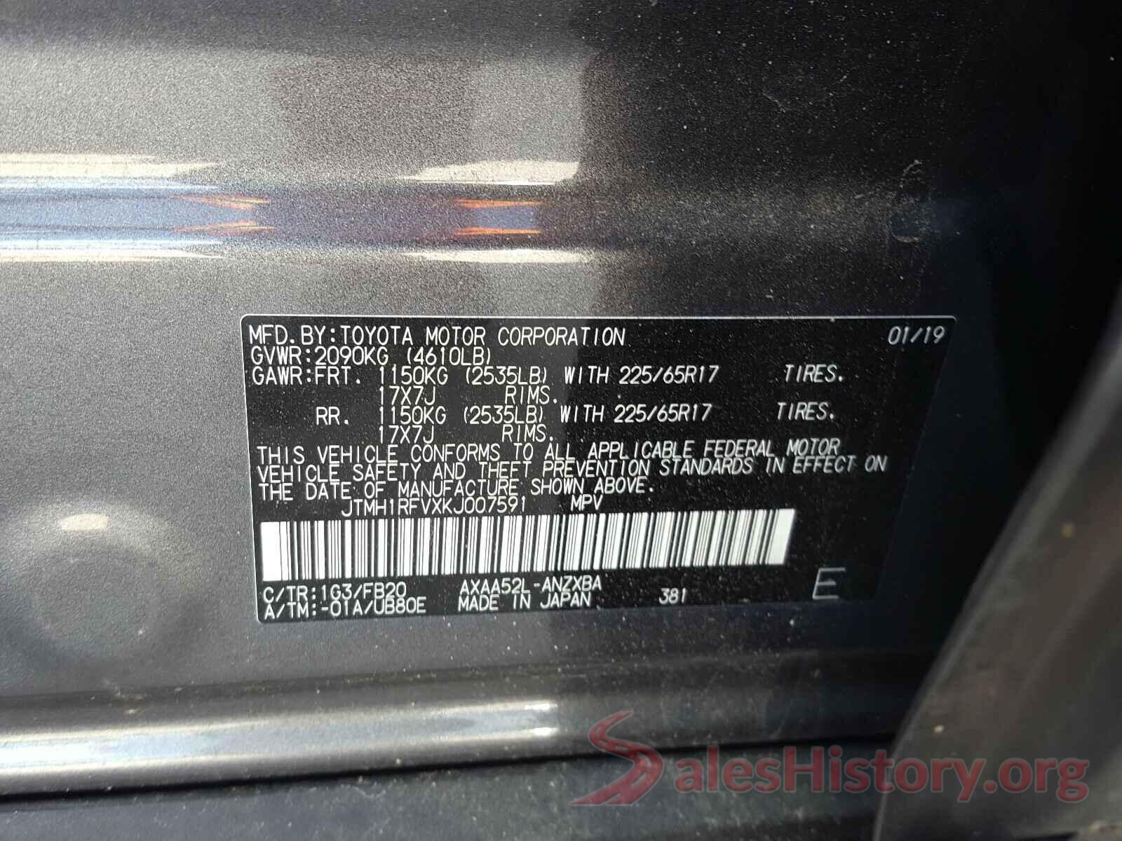 JTMH1RFVXKJ007591 2019 TOYOTA RAV4