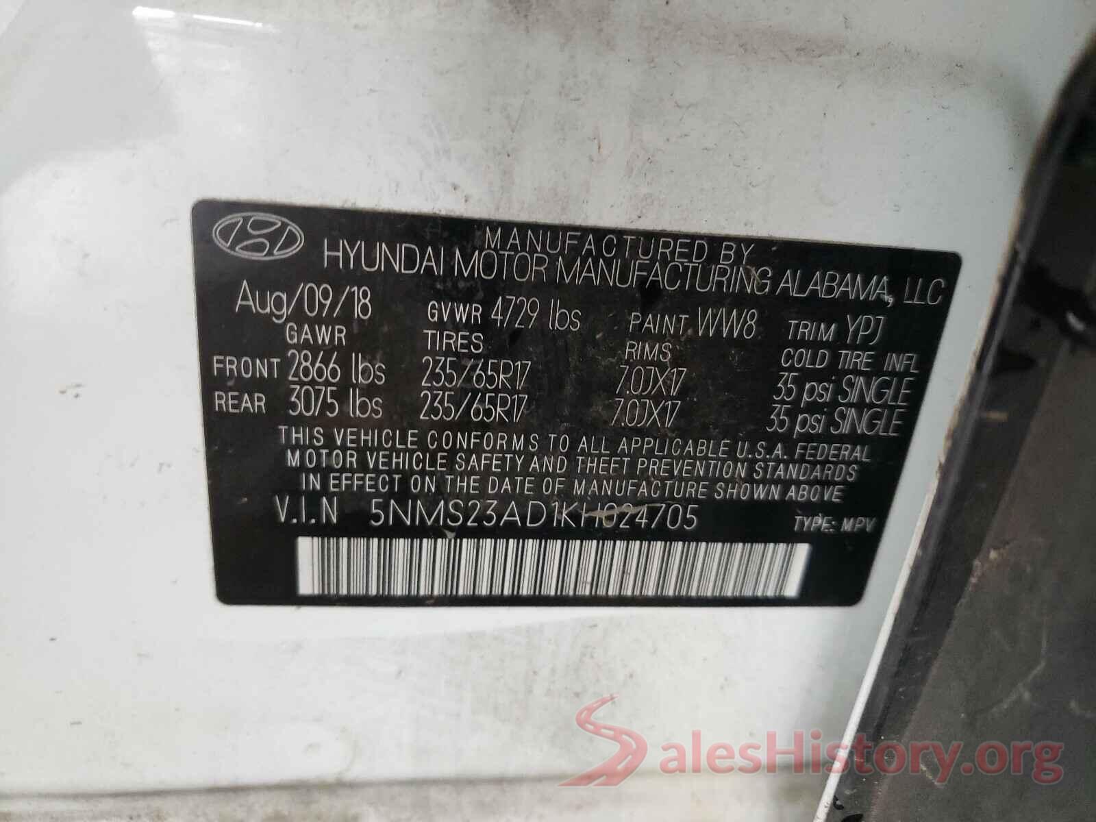 5NMS23AD1KH024705 2019 HYUNDAI SANTA FE