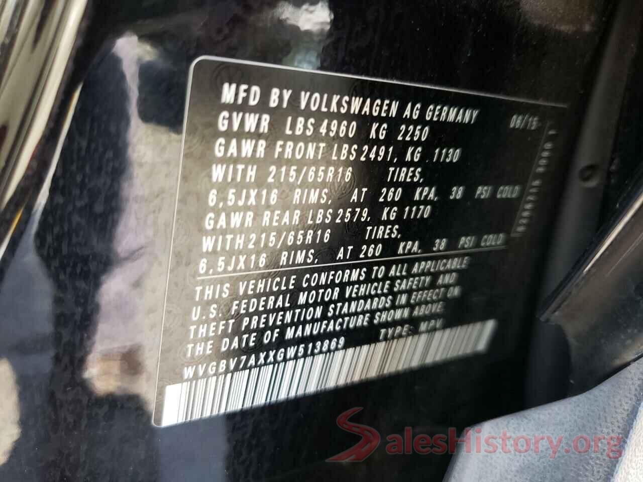 WVGBV7AXXGW513869 2016 VOLKSWAGEN TIGUAN